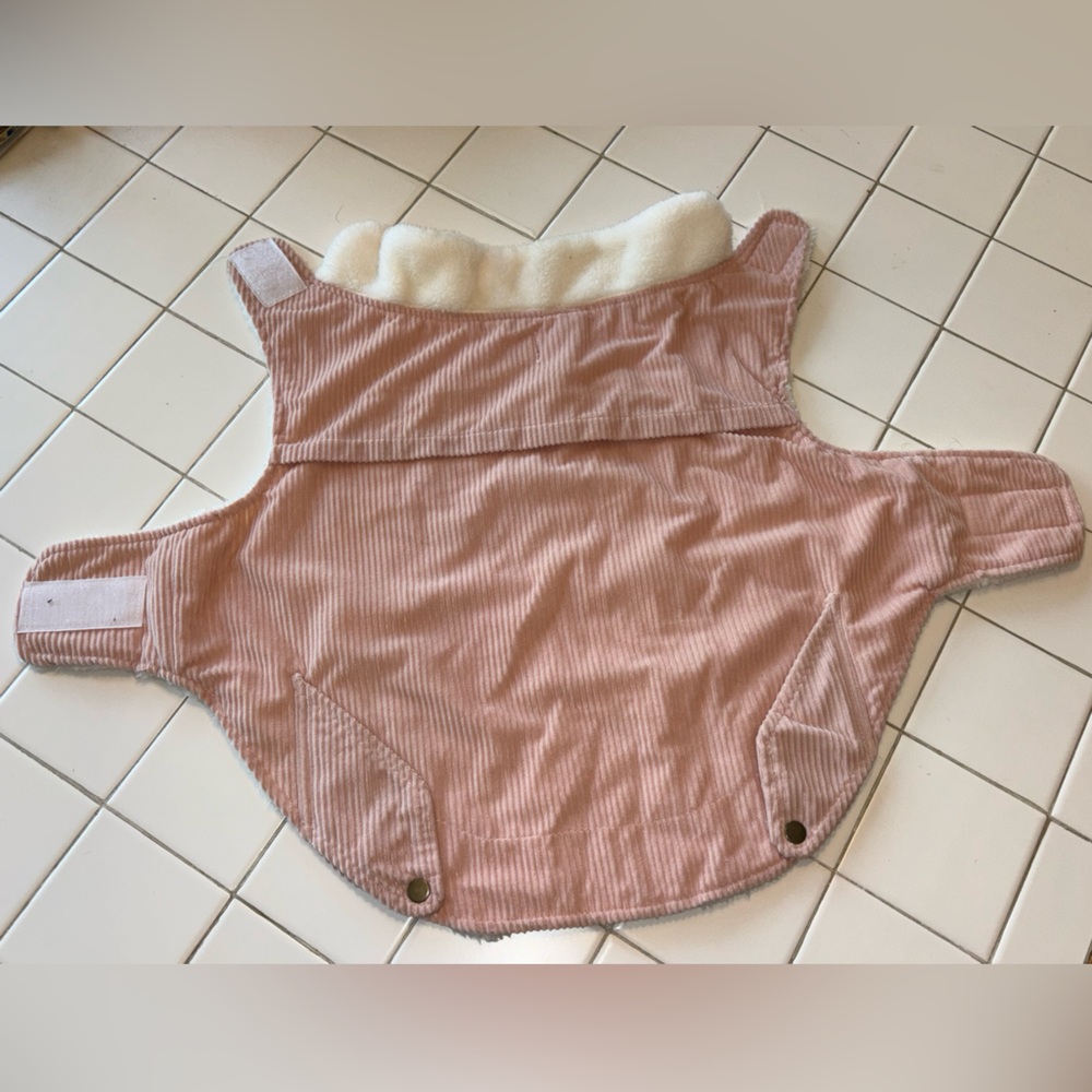 Pink white teddy dog vest coat winter travel party holiday collared gifts pet